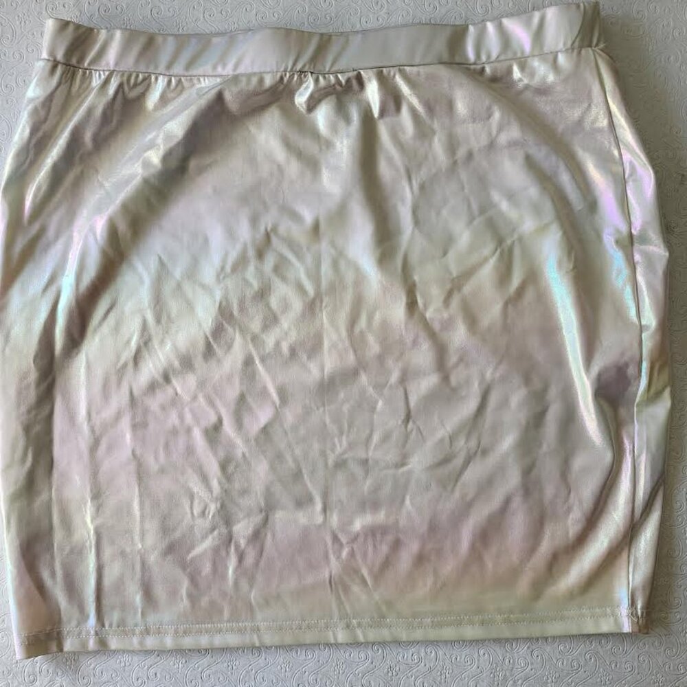 Rainbow Iridescent Mini Pencil Skirt Sized 1X - FLAWED